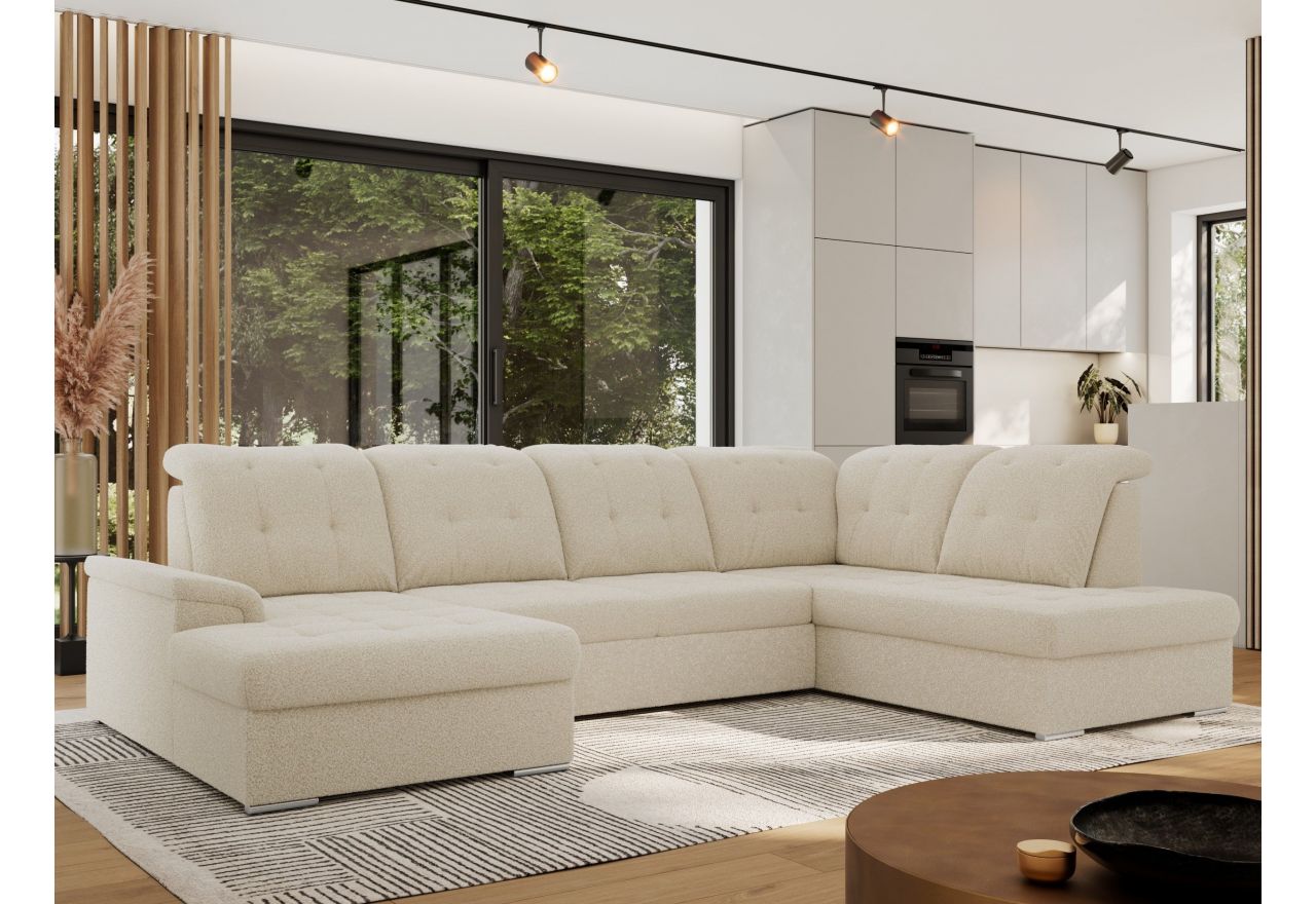 Narożnik MADRITO U - strona prawa - beżowy, boucle