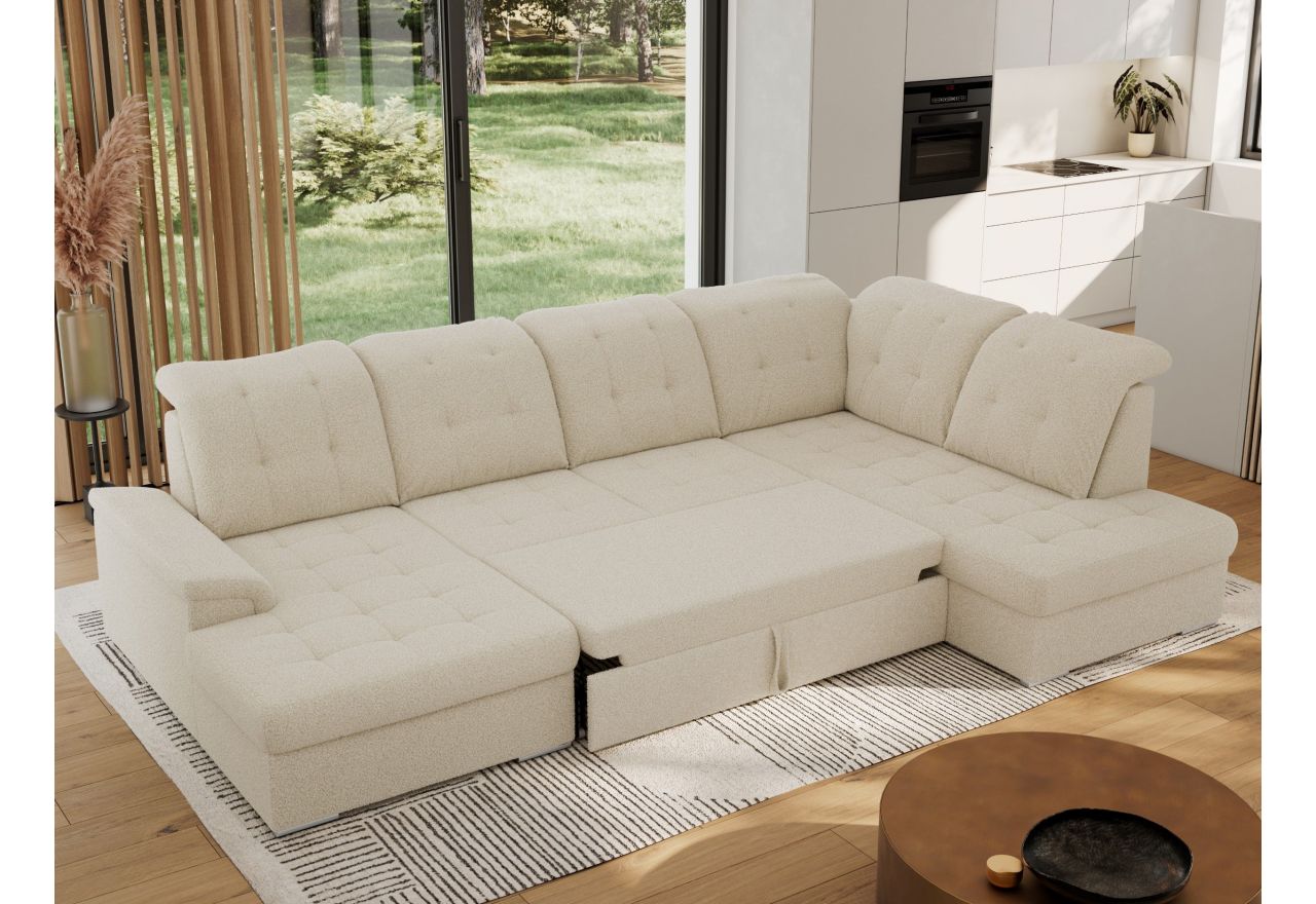 Narożnik MADRITO U - strona prawa - beżowy, boucle