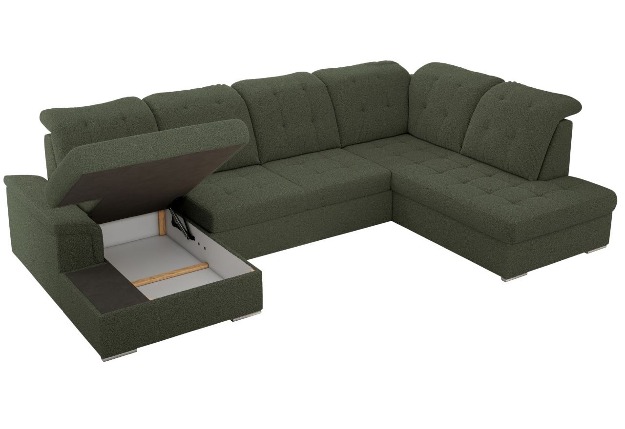 Narożnik MADRITO U - strona prawa - ciemnozielony, boucle