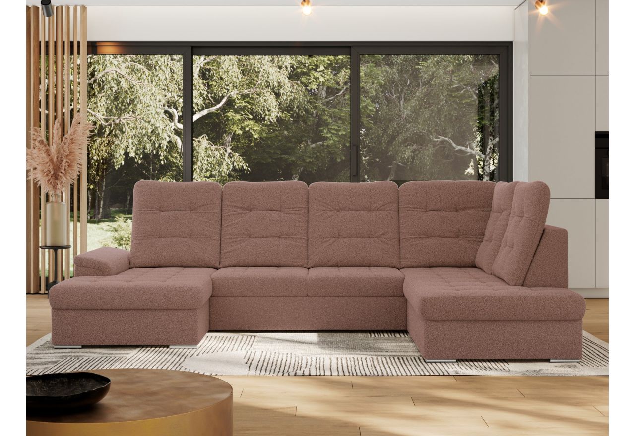 Narożnik MADRITO U - strona prawa - różowy, boucle