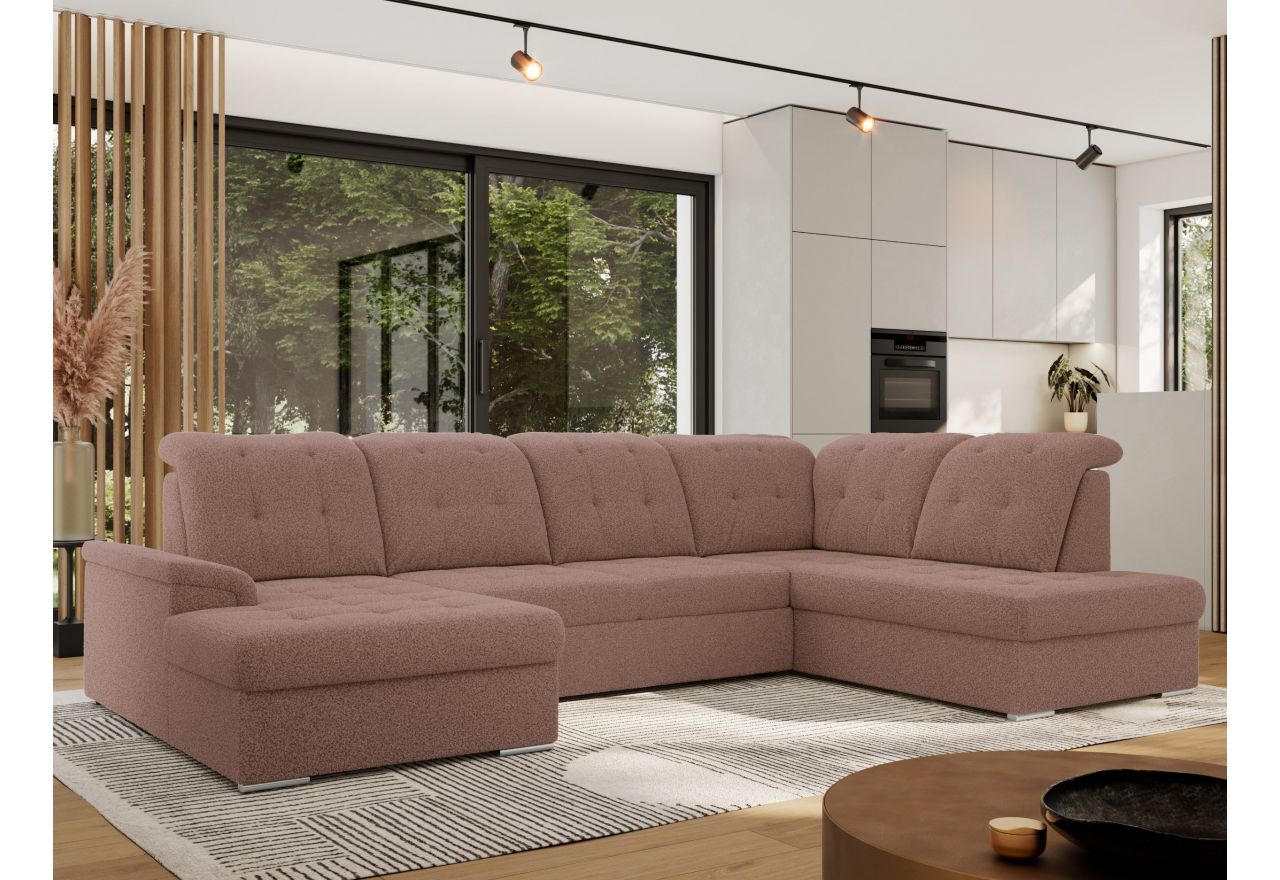 Narożnik MADRITO U - strona prawa - różowy, boucle