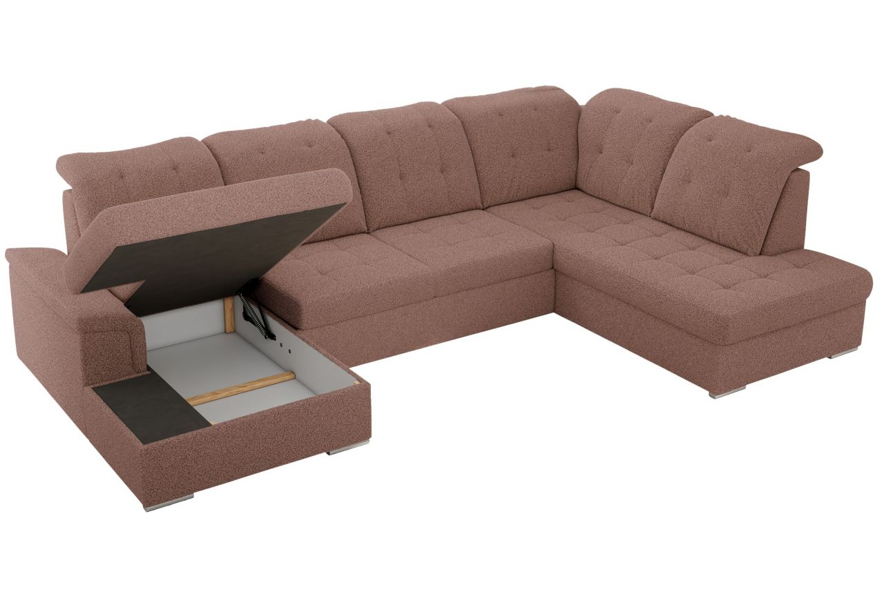 Narożnik MADRITO U - strona prawa - różowy, boucle