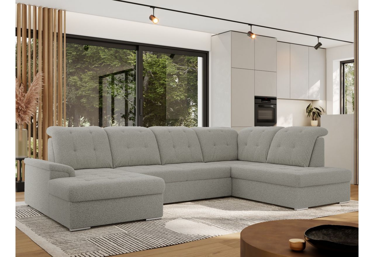 Narożnik MADRITO U - strona prawa - szary, boucle