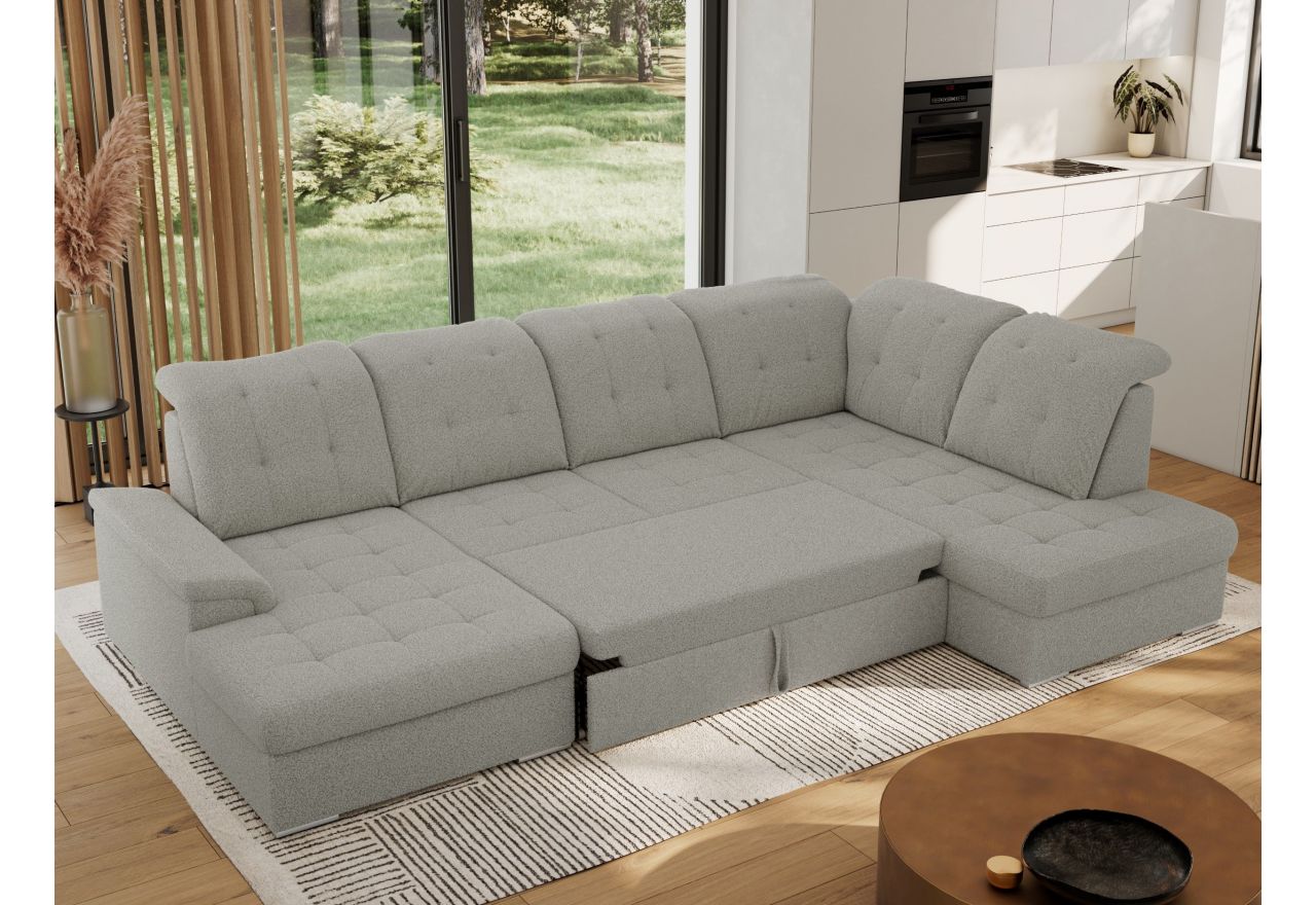 Narożnik MADRITO U - strona prawa - szary, boucle