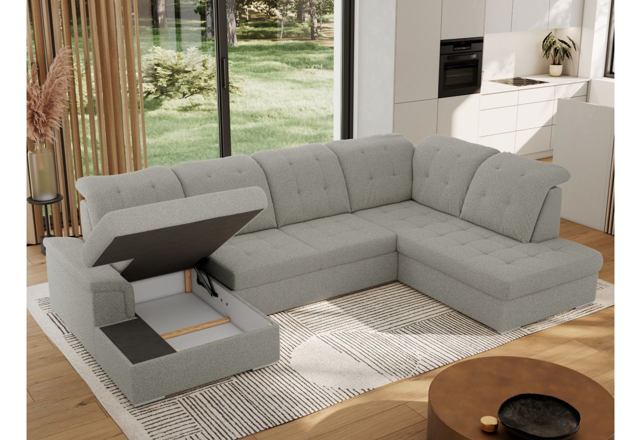 Narożnik MADRITO U - strona prawa - szary, boucle