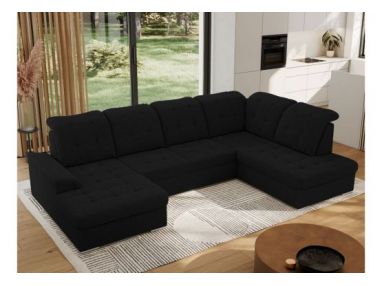 Narożnik MADRITO U - strona prawa - czarny, boucle