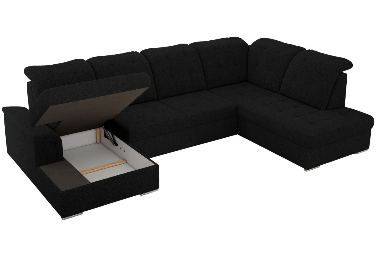 Narożnik MADRITO U - strona prawa - czarny, boucle