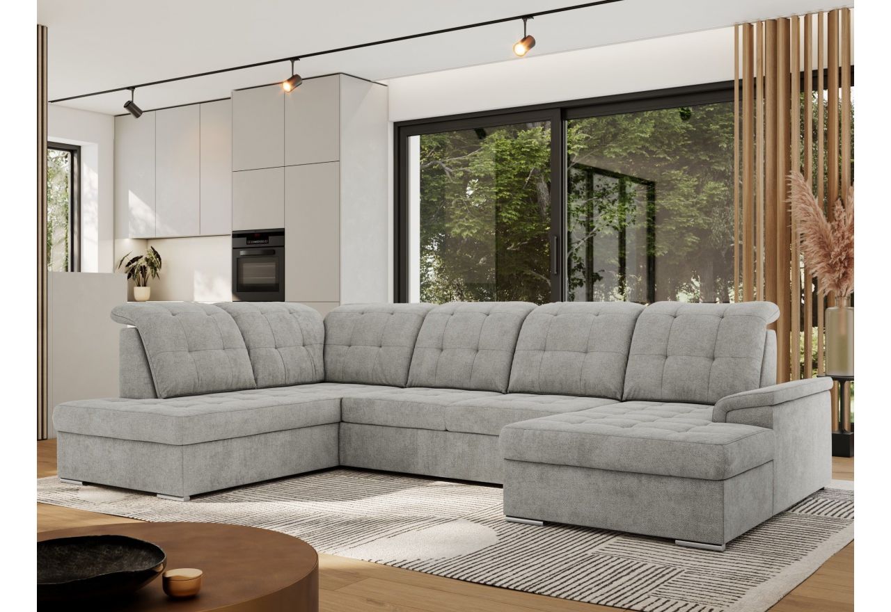 Narożnik MADRITO U - strona lewa - jasnoszary, struktura