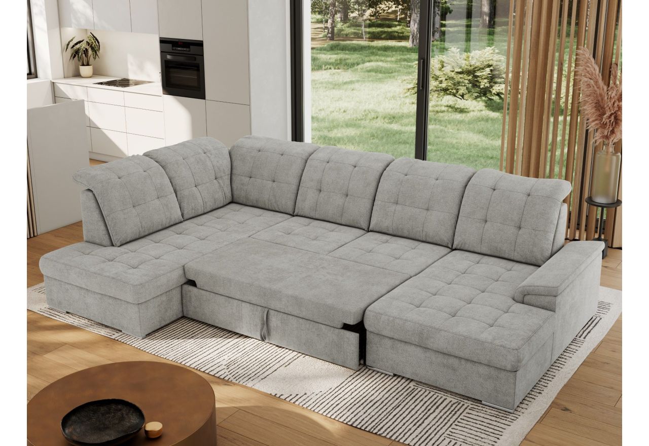 Narożnik MADRITO U - strona lewa - jasnoszary, struktura