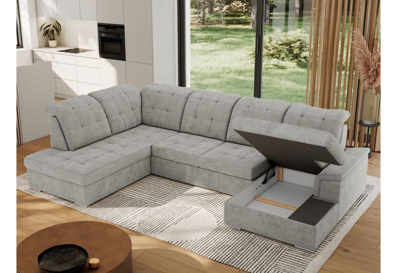 Narożnik MADRITO U - strona lewa - jasnoszary, struktura