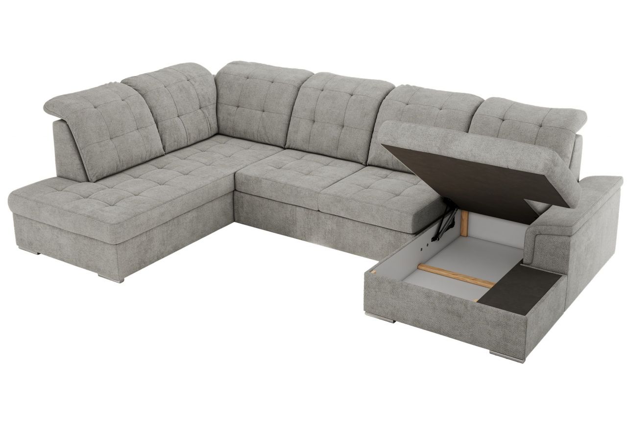 Narożnik MADRITO U - strona lewa - jasnoszary, struktura