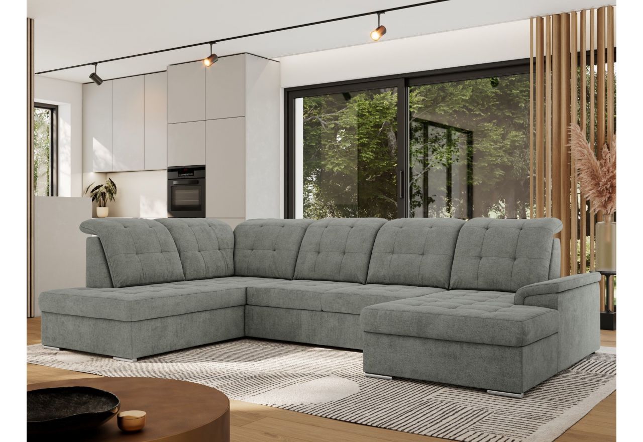 Narożnik MADRITO U - strona lewa - szary, struktura