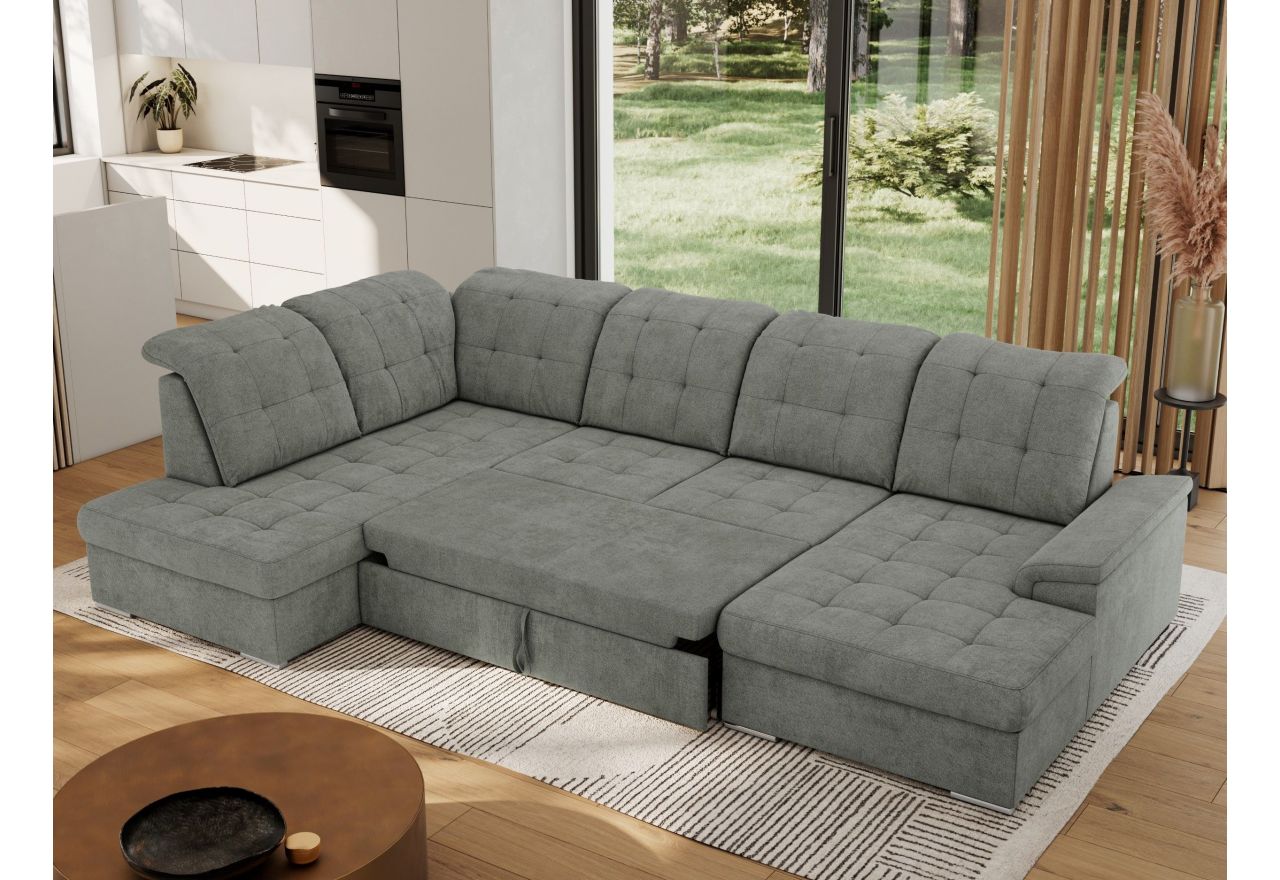 Narożnik MADRITO U - strona lewa - szary, struktura