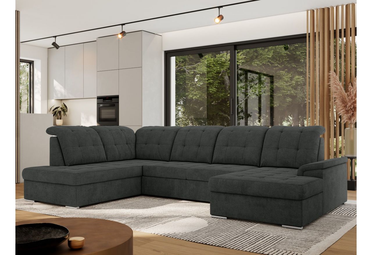 Narożnik MADRITO U - strona lewa - ciemnoszary, struktura