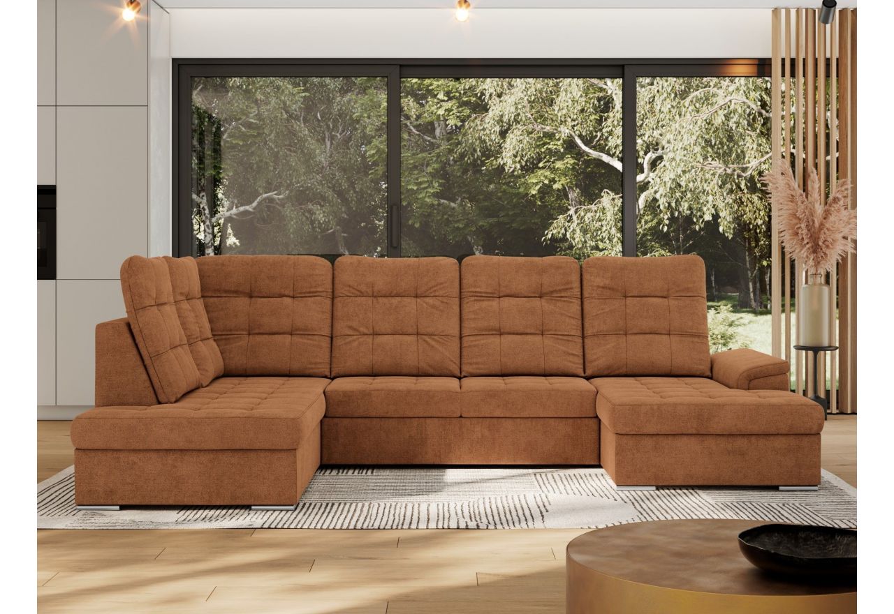 Narożnik MADRITO U - strona lewa - pomarańczowy, struktura