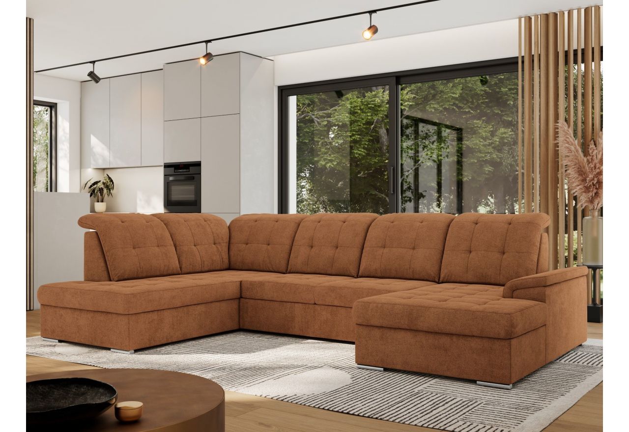 Narożnik MADRITO U - strona lewa - pomarańczowy, struktura