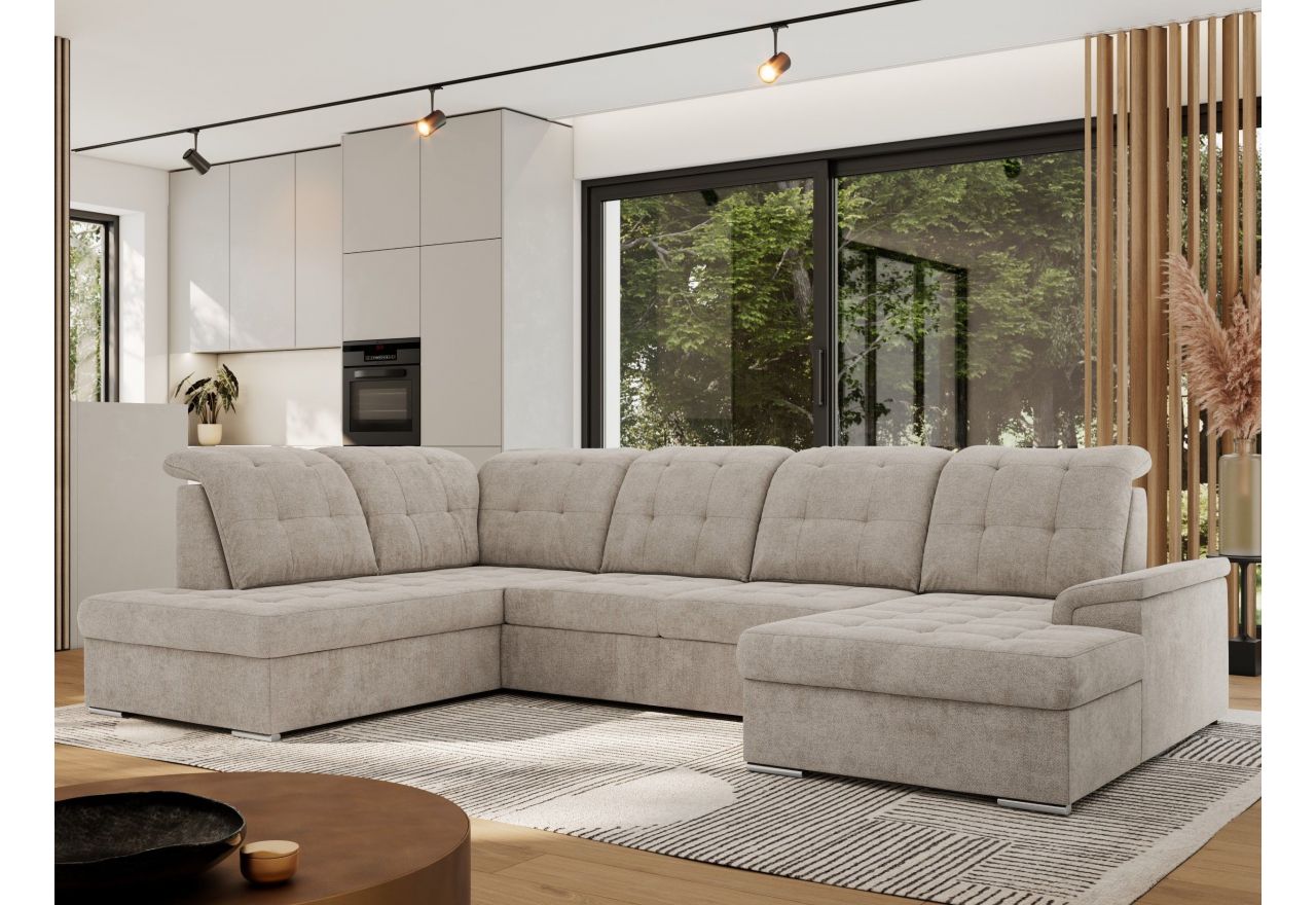 Narożnik MADRITO U - strona lewa - beżowy, struktura