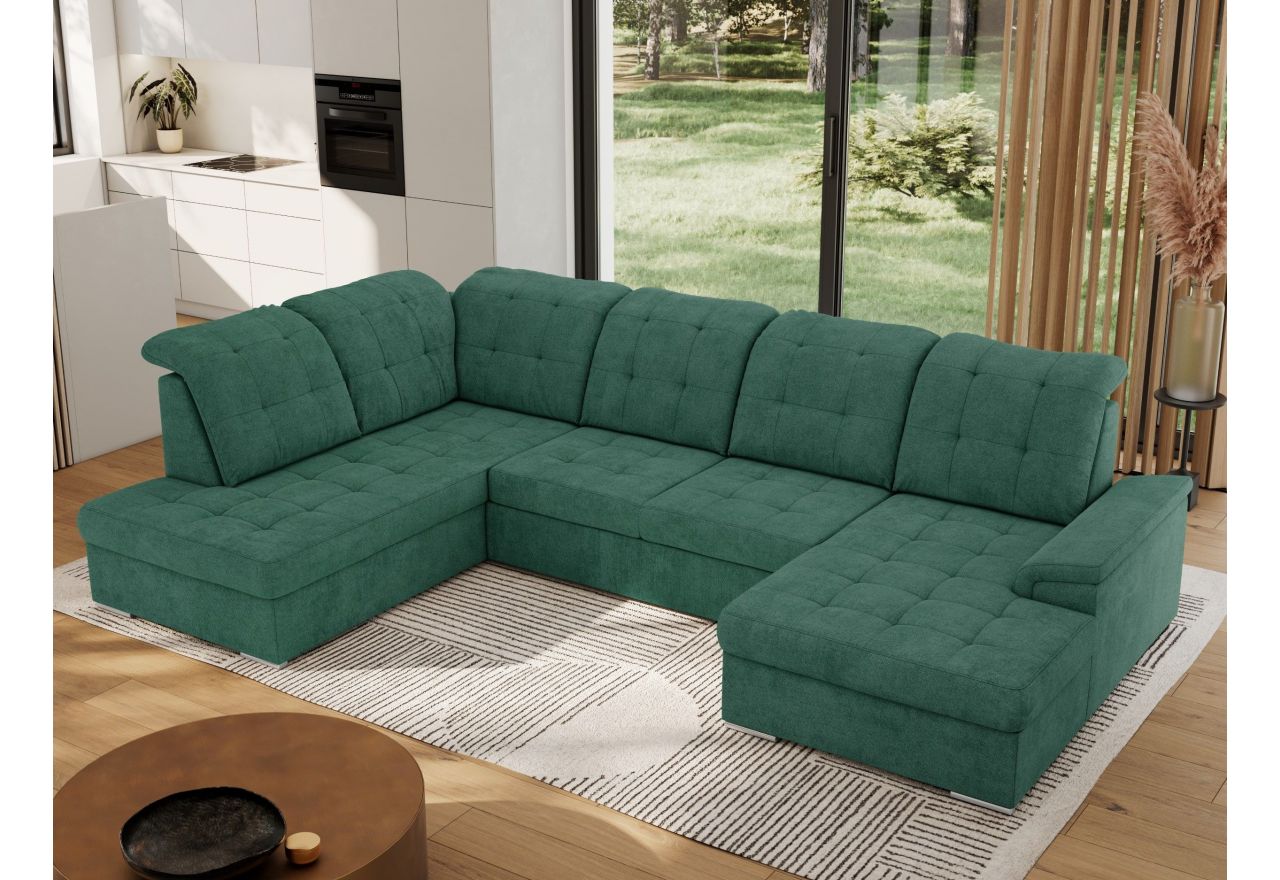 Narożnik MADRITO U - strona lewa - zielony, struktura