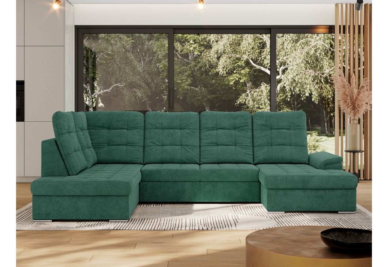 Narożnik MADRITO U - strona lewa - zielony, struktura