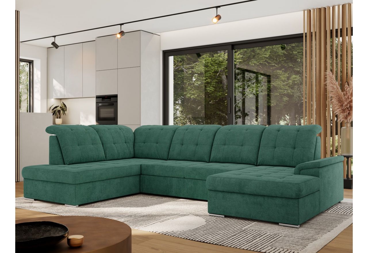 Narożnik MADRITO U - strona lewa - zielony, struktura