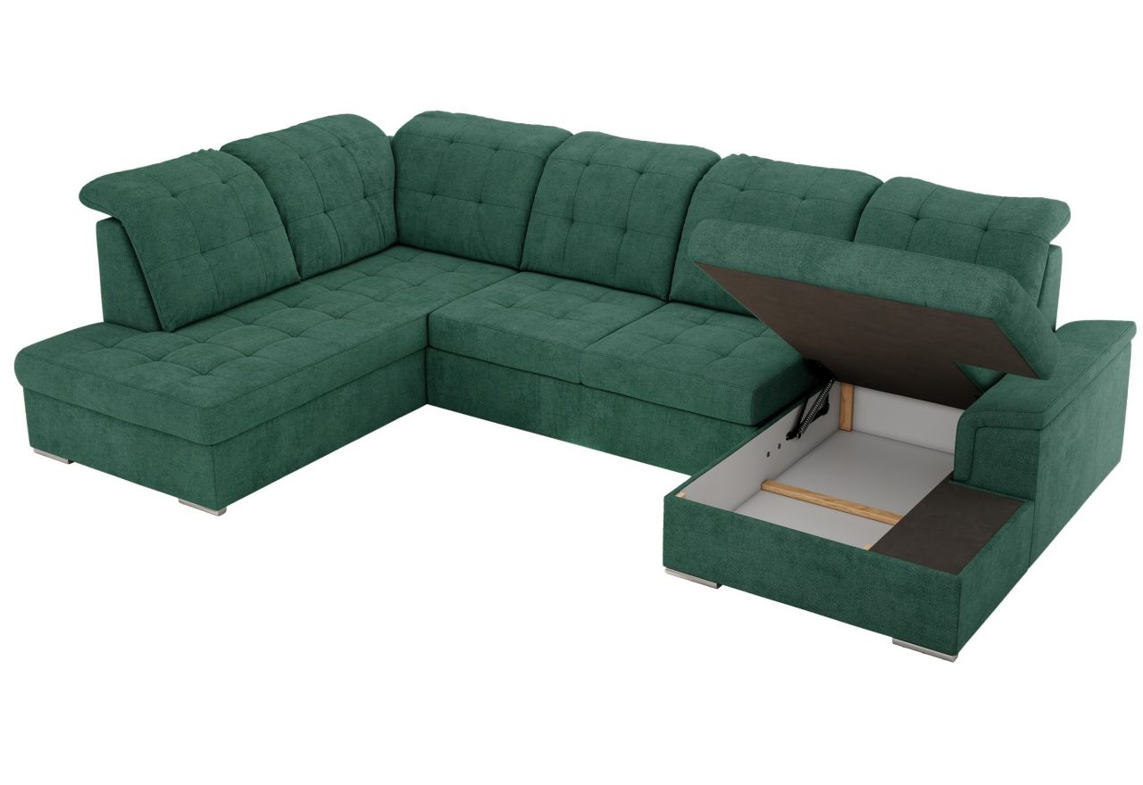 Narożnik MADRITO U - strona lewa - zielony, struktura