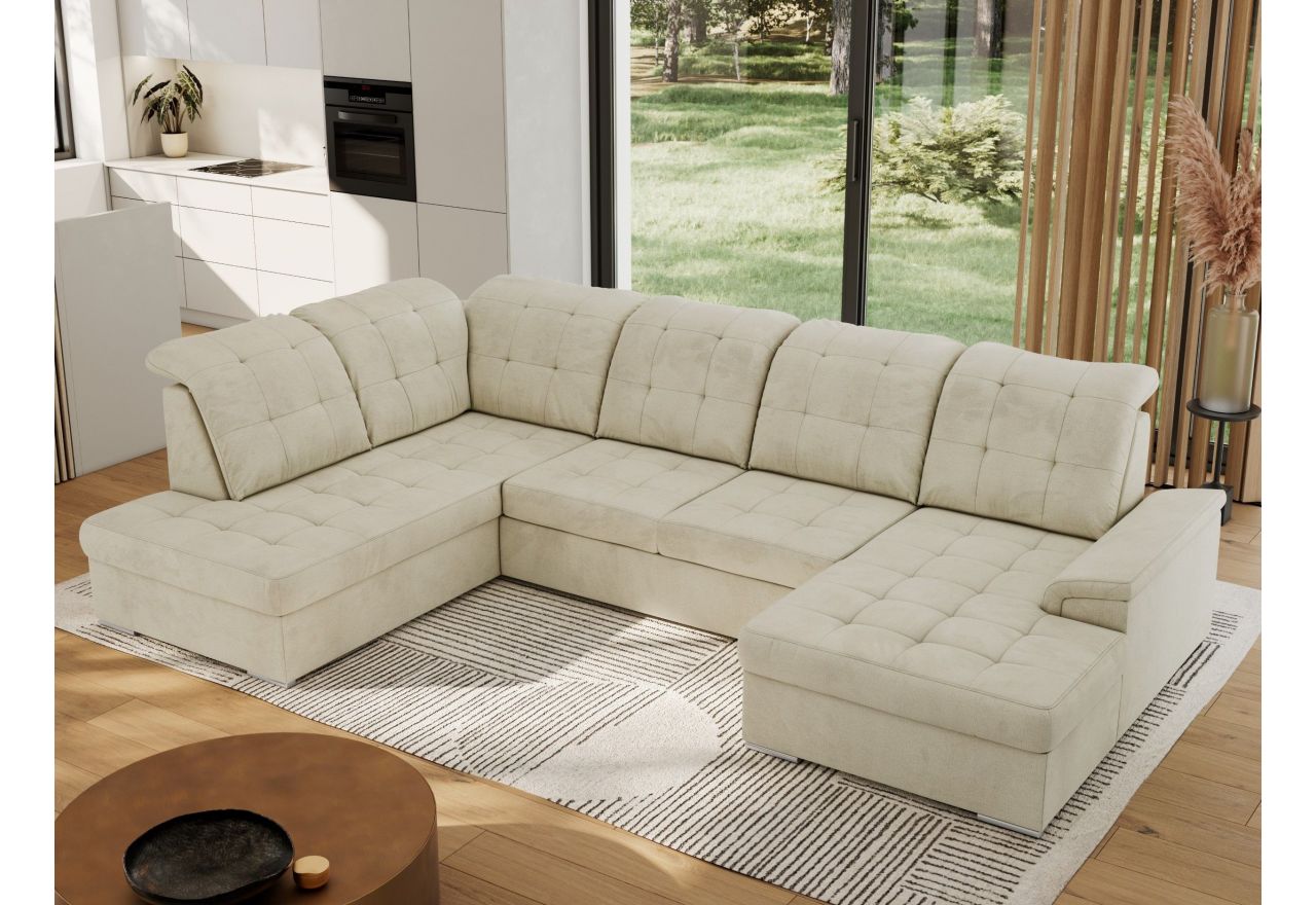 Narożnik MADRITO U - strona lewa - beżowy, welwet