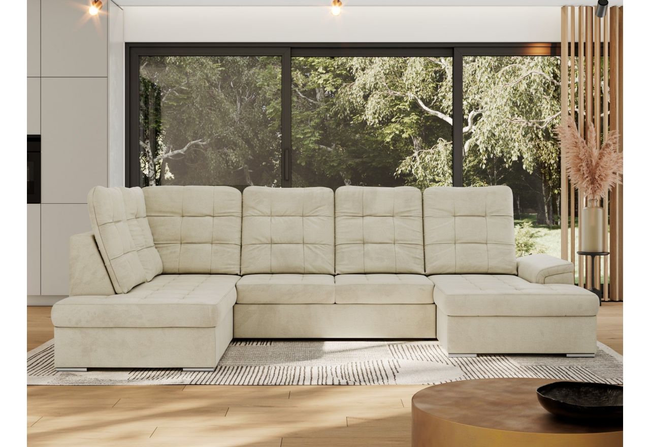 Narożnik MADRITO U - strona lewa - beżowy, welwet