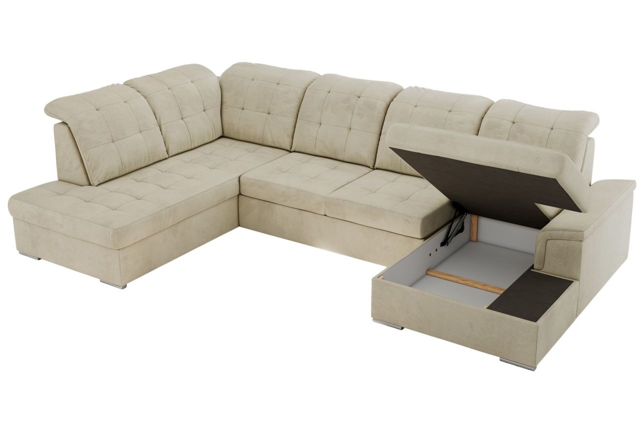 Narożnik MADRITO U - strona lewa - beżowy, welwet