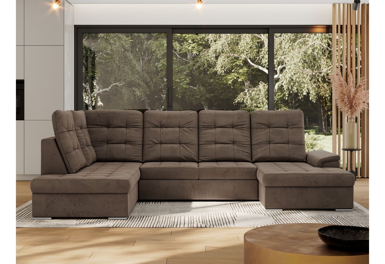 Narożnik MADRITO U - strona lewa - brązowy, welwet