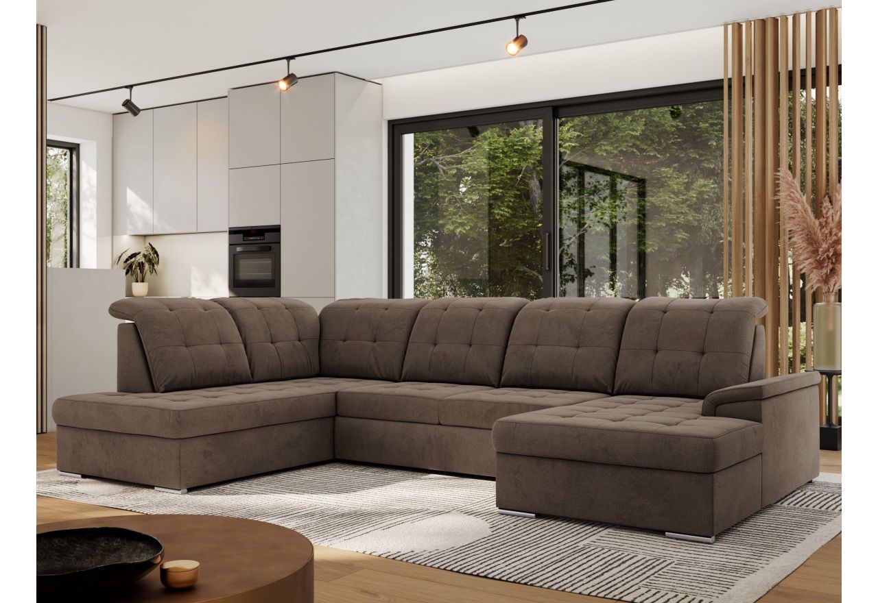 Narożnik MADRITO U - strona lewa - brązowy, welwet