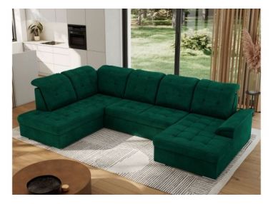 Narożnik MADRITO U - strona lewa - ciemnozielony, welwet