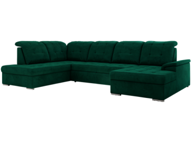 Narożnik MADRITO U - strona lewa - ciemnozielony, welwet
