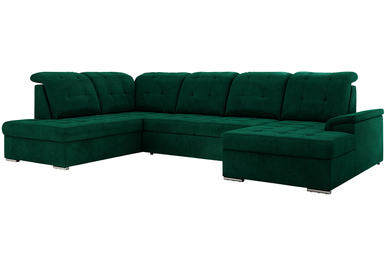 Narożnik MADRITO U - strona lewa - ciemnozielony, welwet