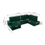 Narożnik MADRITO U - strona lewa - ciemnozielony, welwet