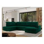 Narożnik MADRITO U - strona lewa - ciemnozielony, welwet