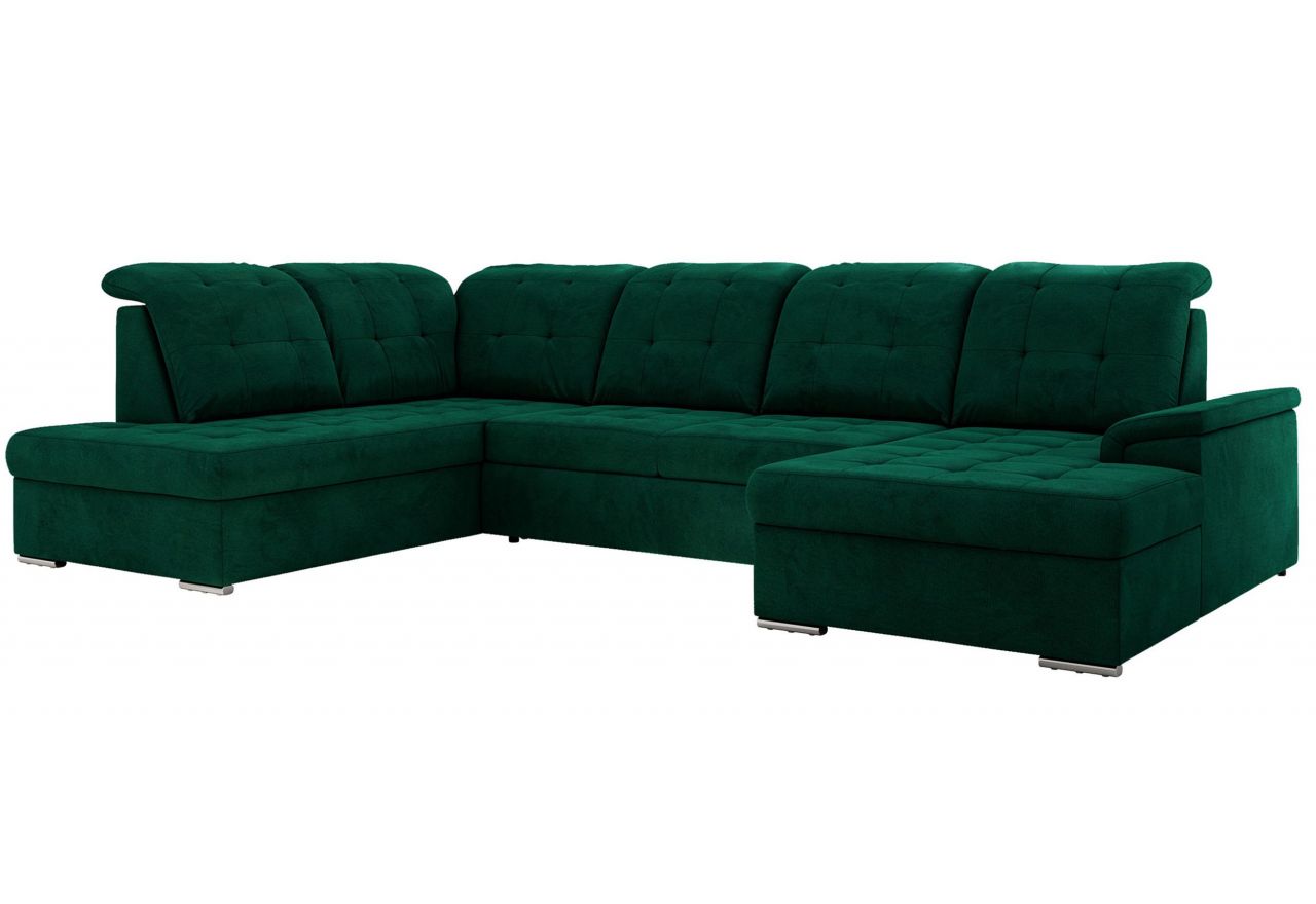 Narożnik MADRITO U - strona lewa - ciemnozielony, welwet
