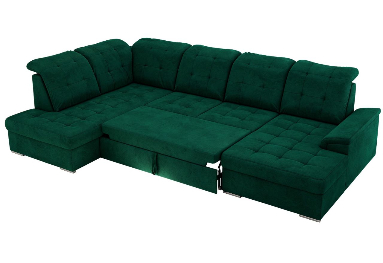 Narożnik MADRITO U - strona lewa - ciemnozielony, welwet