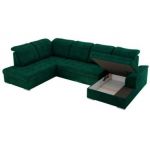 Narożnik MADRITO U - strona lewa - ciemnozielony, welwet