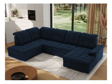 Narożnik MADRITO U - strona lewa - ciemnoniebieski, welwet