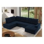 Narożnik MADRITO U - strona lewa - ciemnoniebieski, welwet