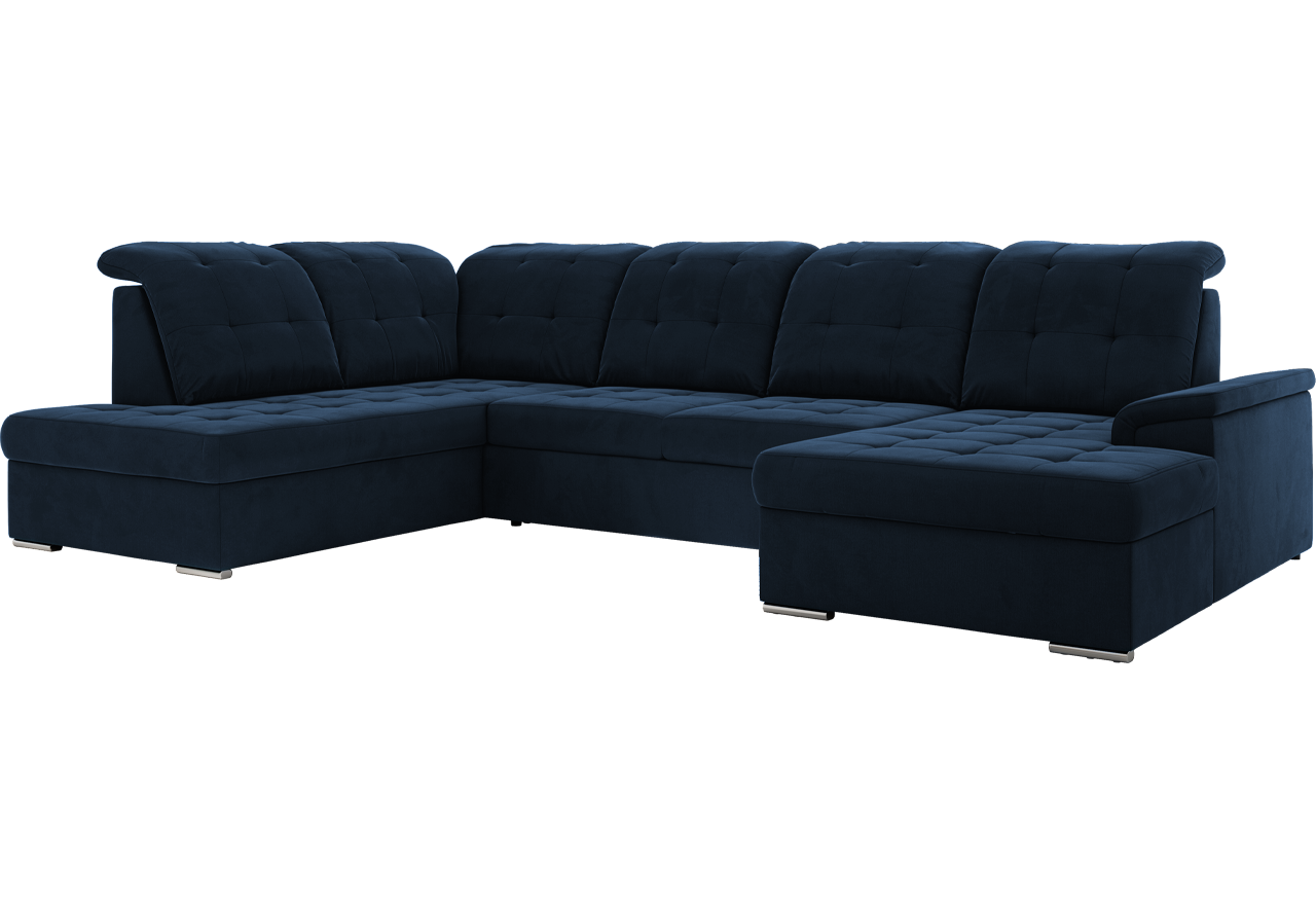 Narożnik MADRITO U - strona lewa - ciemnoniebieski, welwet