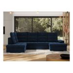 Narożnik MADRITO U - strona lewa - ciemnoniebieski, welwet