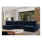 Narożnik MADRITO U - strona lewa - ciemnoniebieski, welwet
