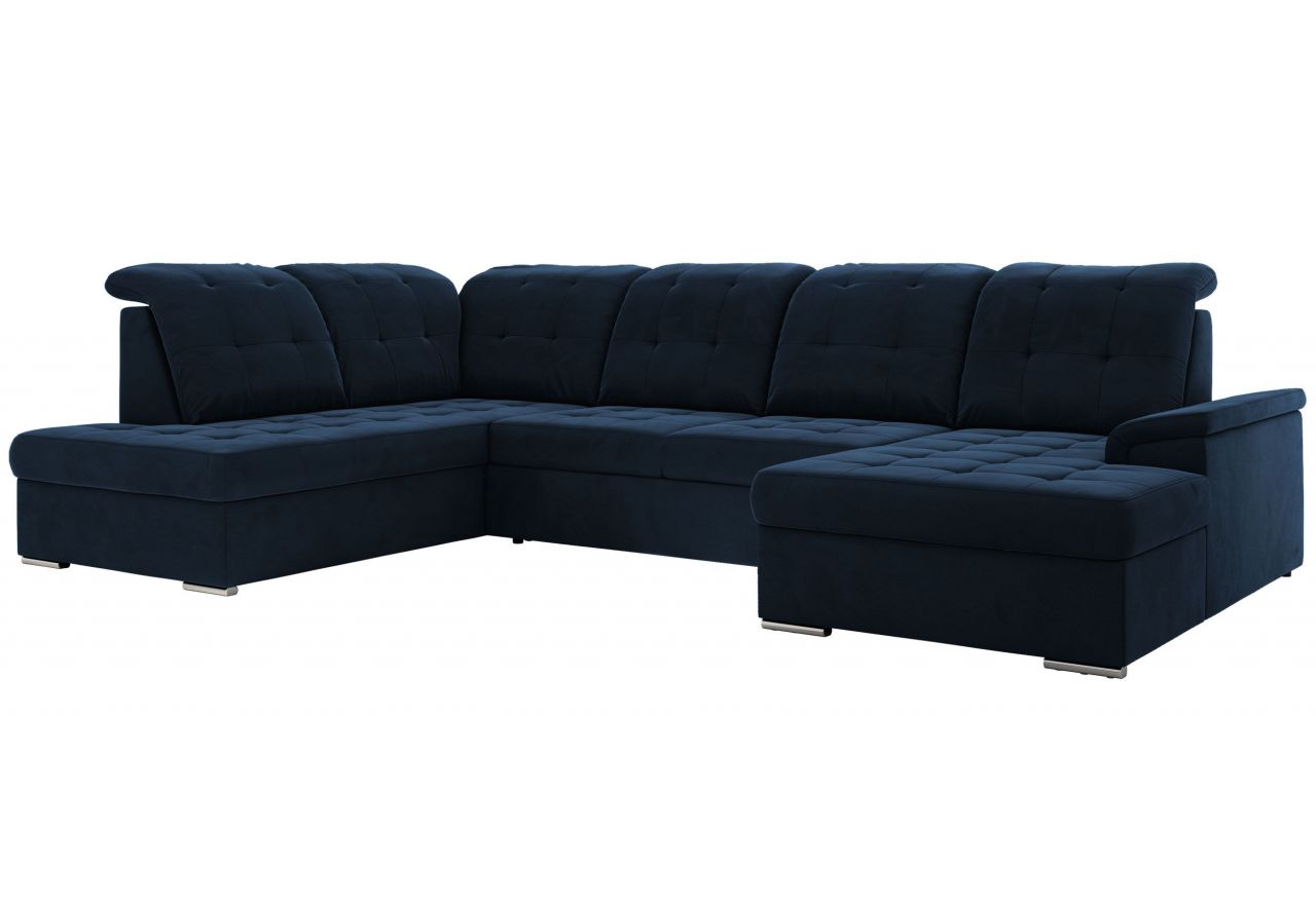 Narożnik MADRITO U - strona lewa - ciemnoniebieski, welwet