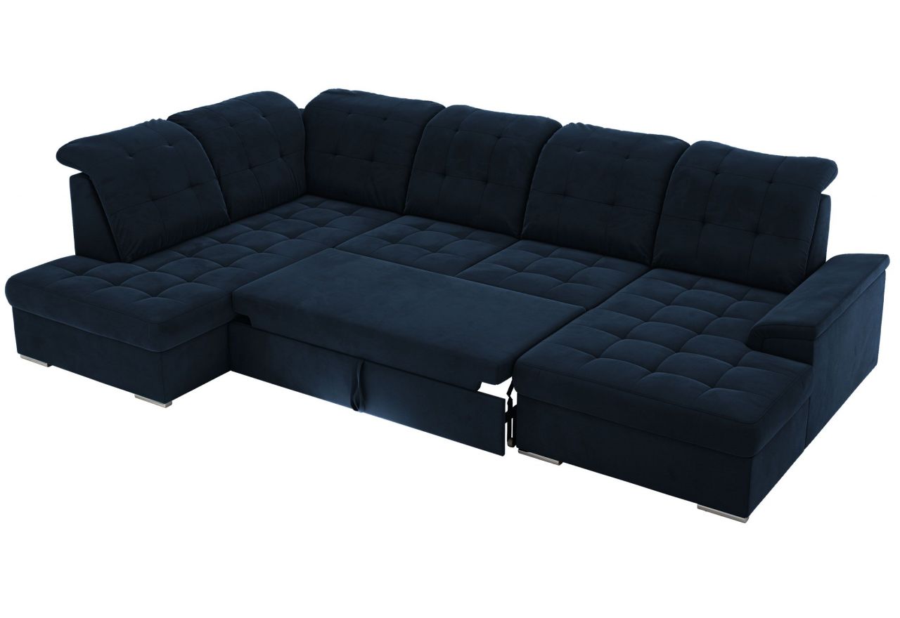 Narożnik MADRITO U - strona lewa - ciemnoniebieski, welwet