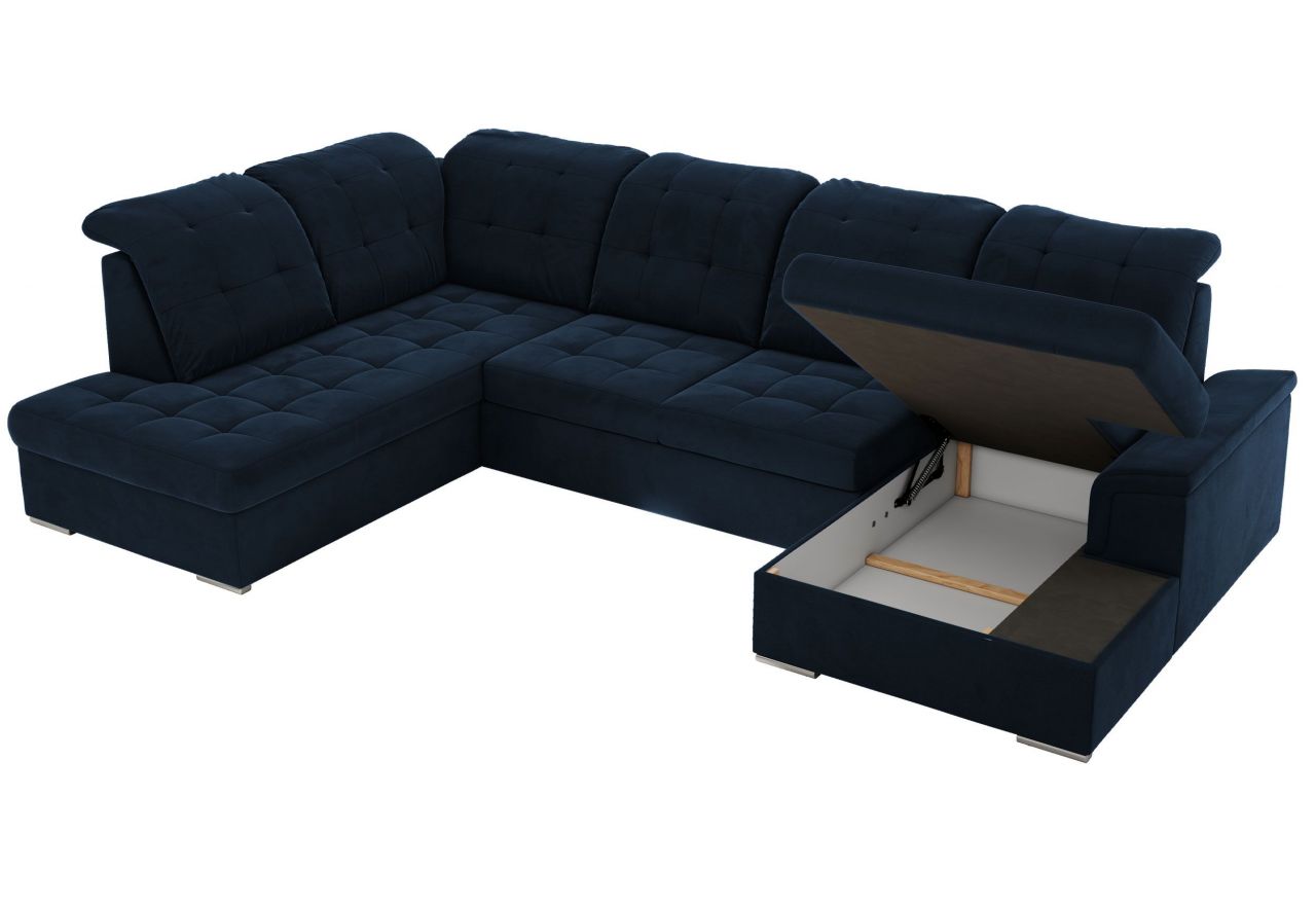 Narożnik MADRITO U - strona lewa - ciemnoniebieski, welwet