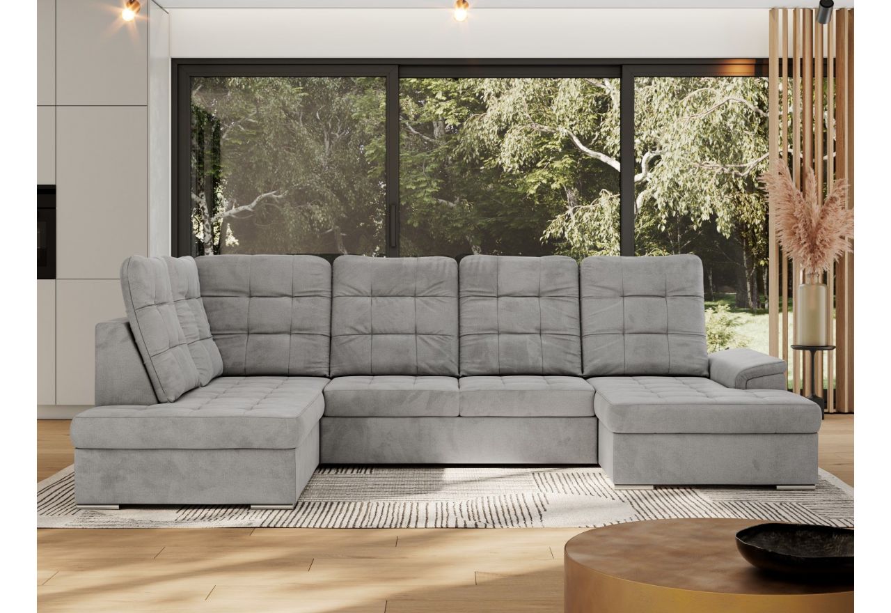 Narożnik MADRITO U - strona lewa - jasnoszary, welwet