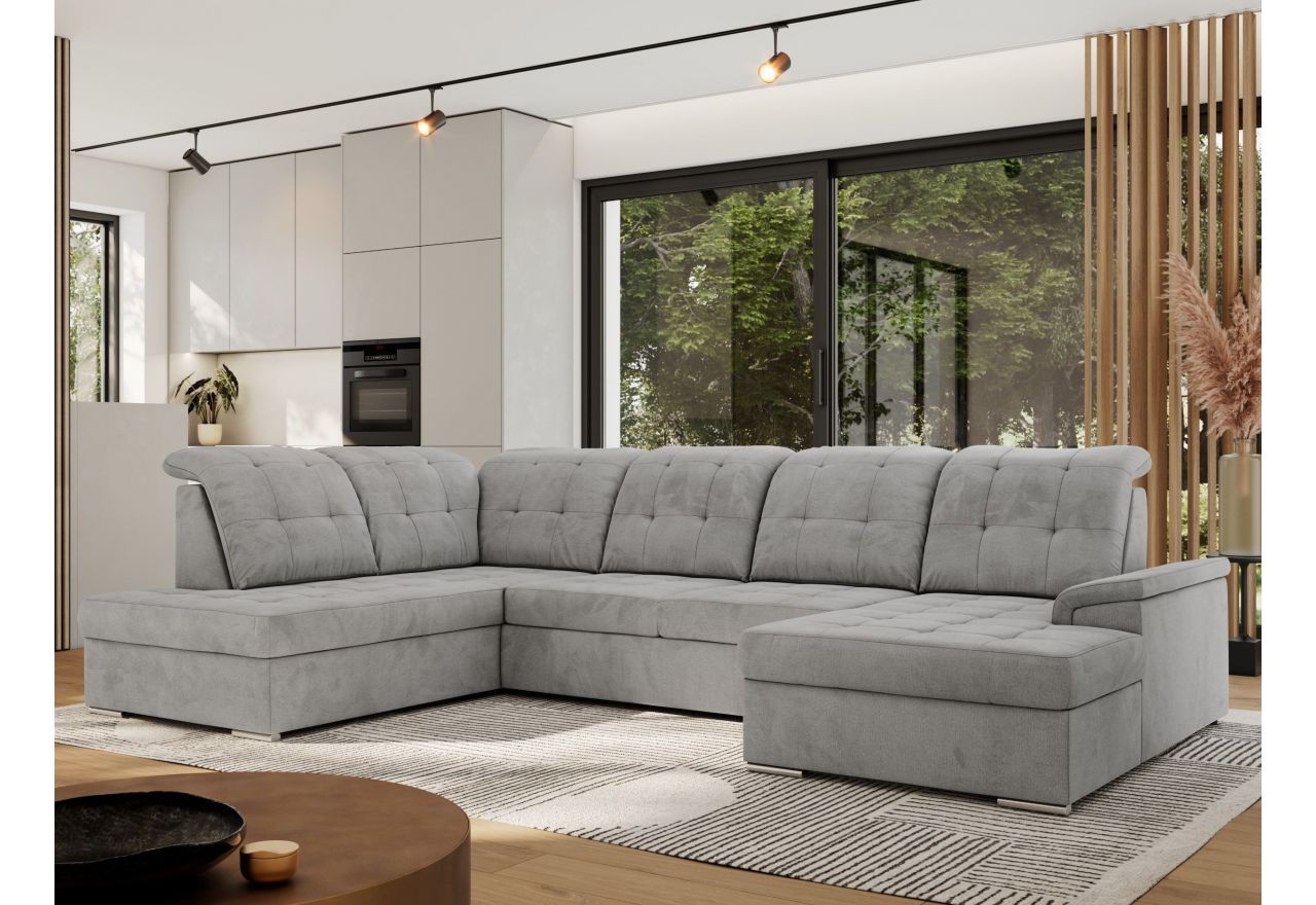 Narożnik MADRITO U - strona lewa - jasnoszary, welwet