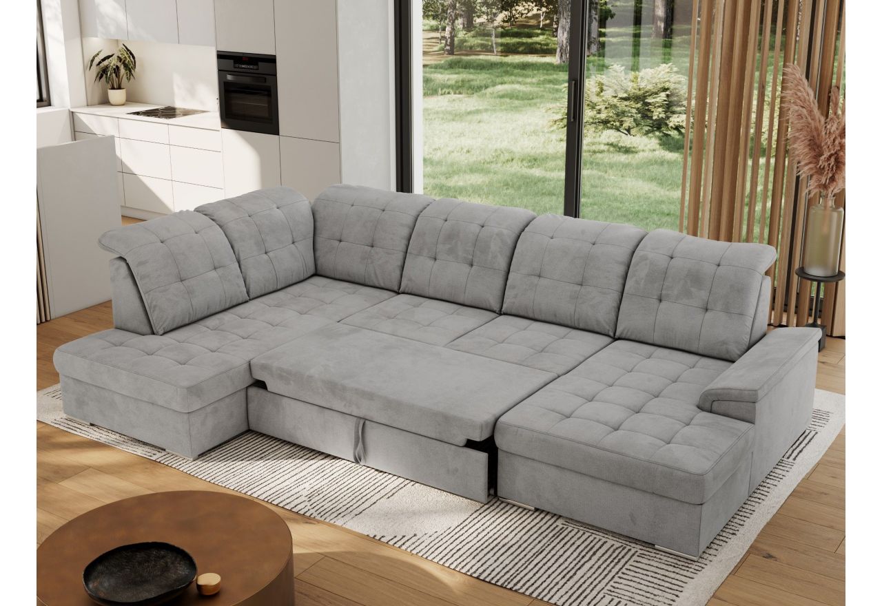 Narożnik MADRITO U - strona lewa - jasnoszary, welwet