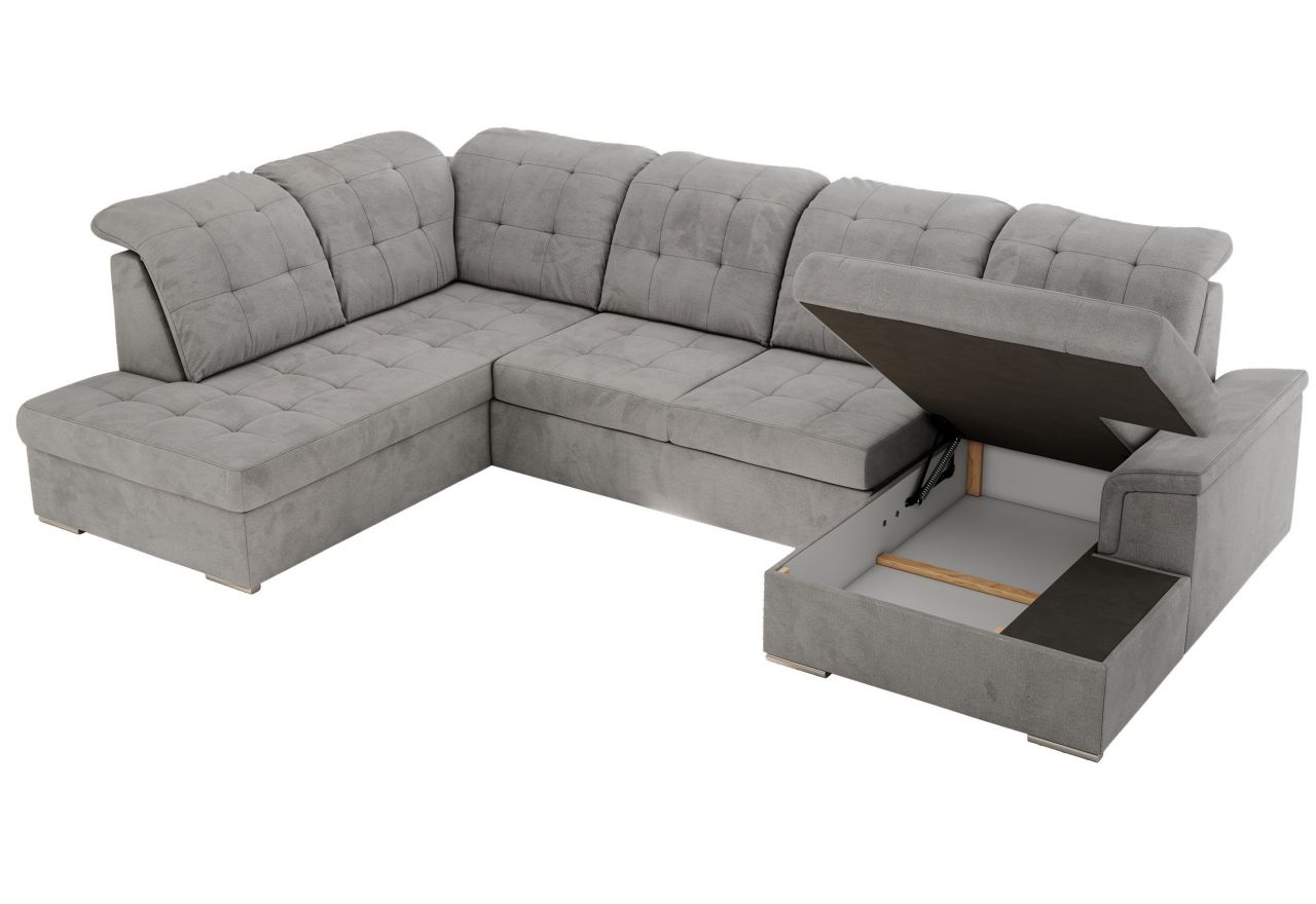 Narożnik MADRITO U - strona lewa - jasnoszary, welwet